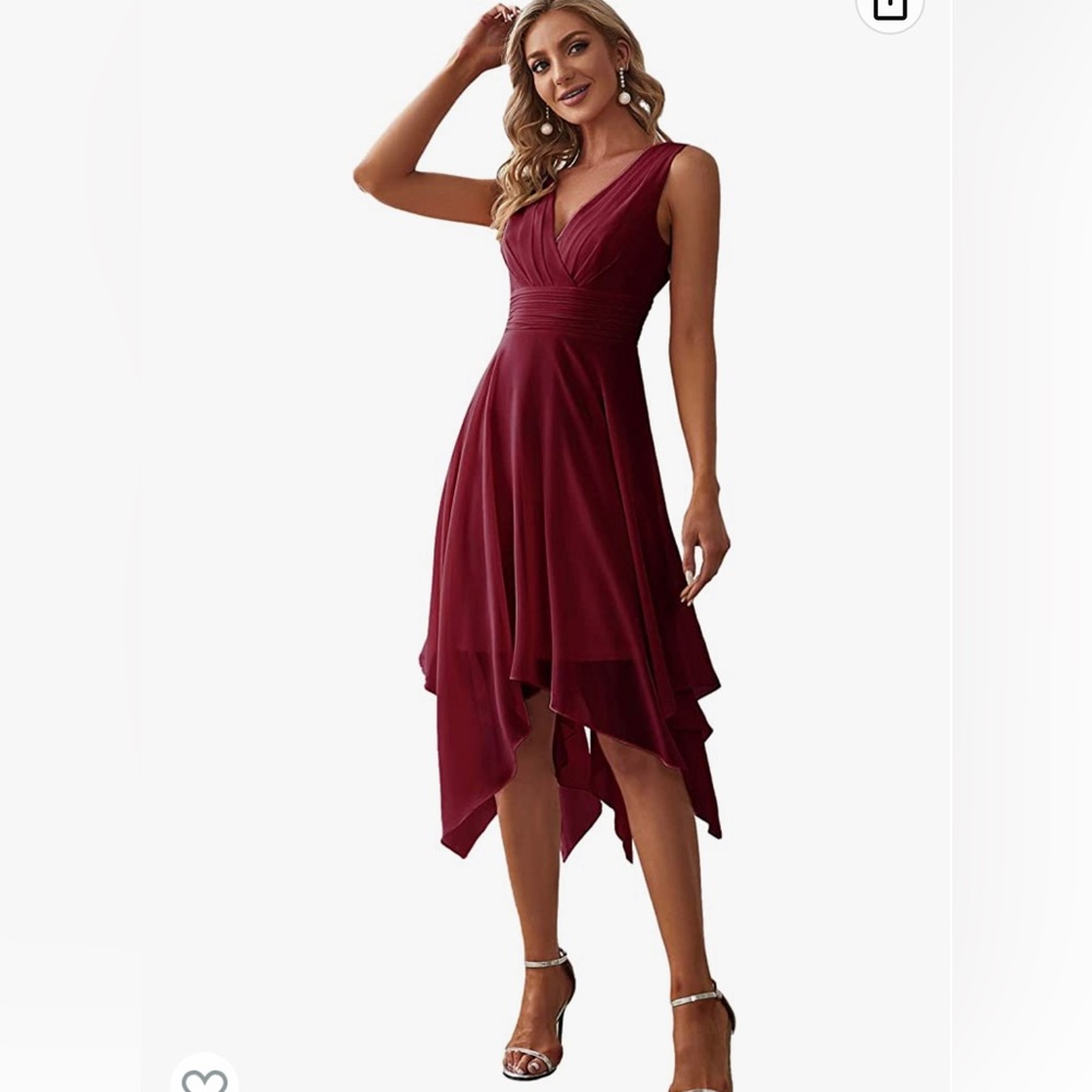 Women’s V Neck Ruched Irregular Hem dress
